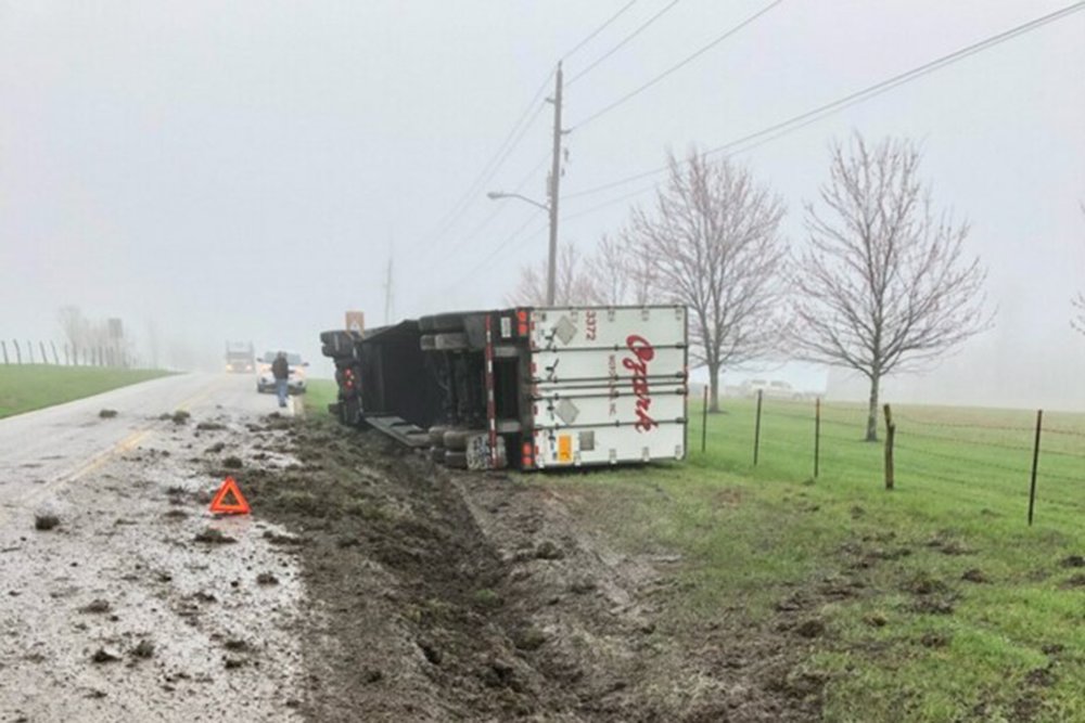 It's easy for a semi to go off the pavement onto this narrow gravel shoulder and overturn, as with this accident that happened in spring 2019.